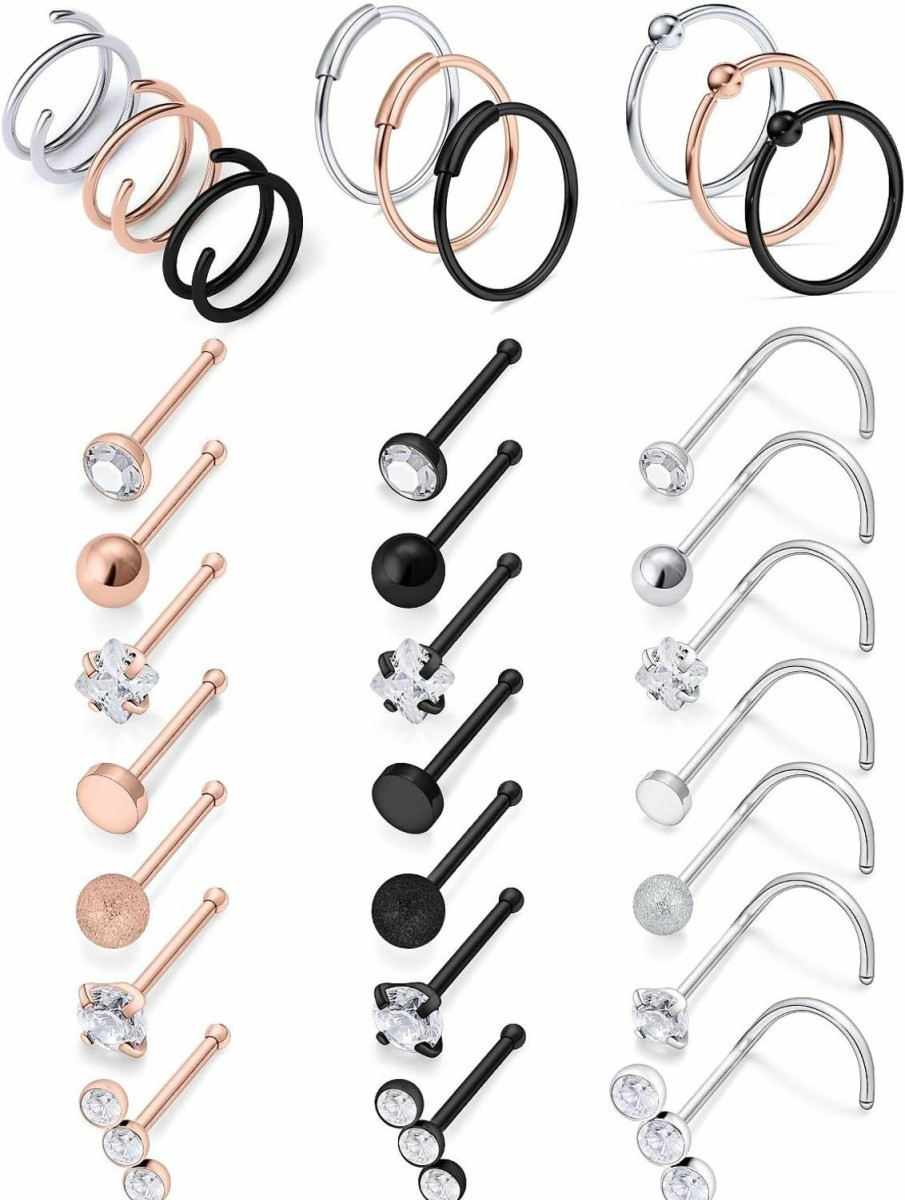 Tkzndnm Tkzndnm Nose Rings Nose Rings Hoops Nose Studs Nose Piercings Double Nose Ring For Single Piercing Nose Piercing Jewelry Double Hoop Nose Ring Nose Rings Studs Nose Rings For Women Hoop Nose Ring | Body Piercing Rings