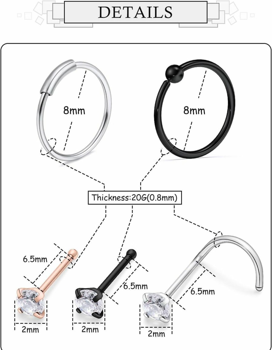 Tkzndnm Tkzndnm Nose Rings Nose Rings Hoops Nose Studs Nose Piercings Double Nose Ring For Single Piercing Nose Piercing Jewelry Double Hoop Nose Ring Nose Rings Studs Nose Rings For Women Hoop Nose Ring | Body Piercing Rings