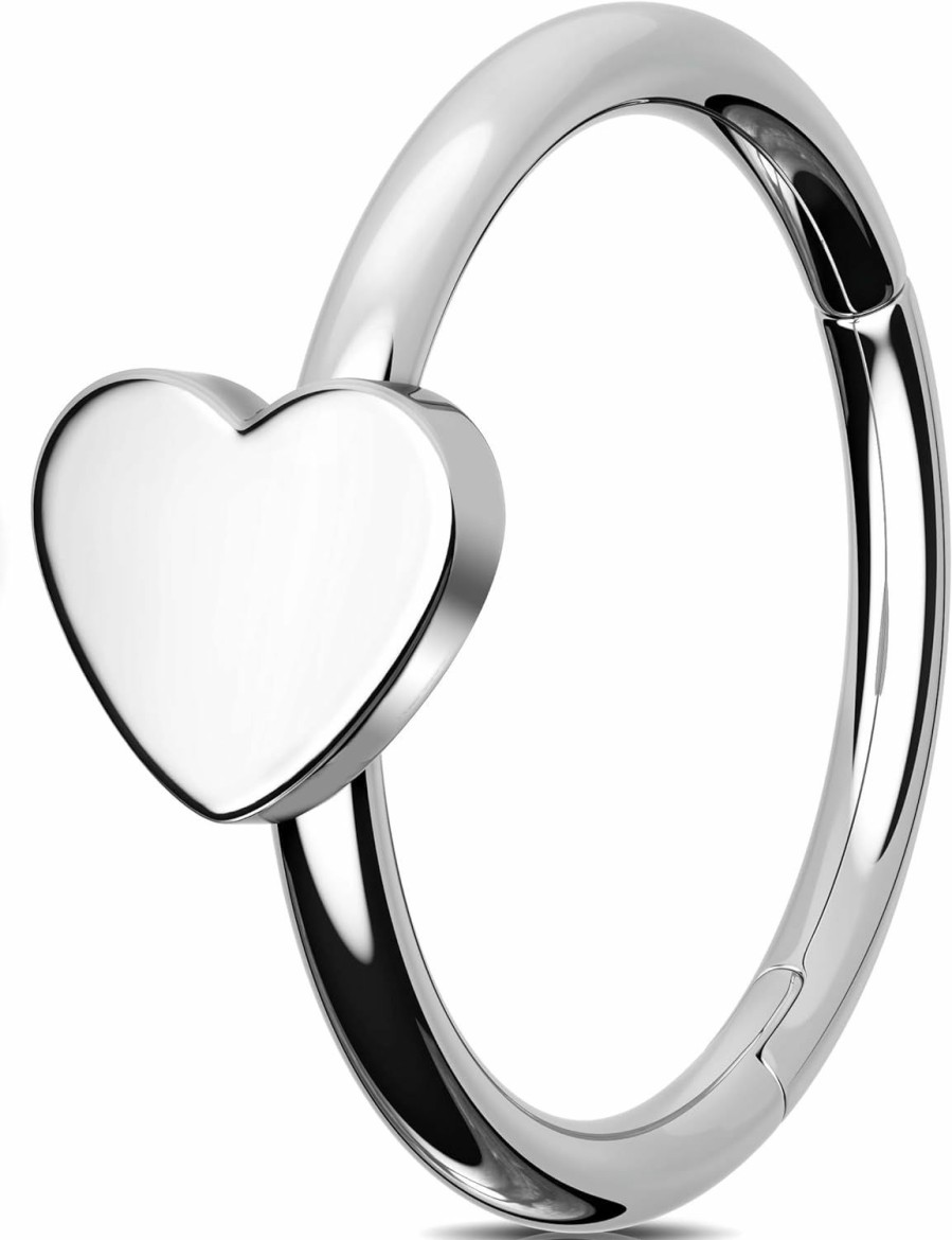 Jewseen Jewseen Heart Cartilage Hoop 316L Surgical Steel Nose Rings Hoop 20G 18G 16G Lip Piercing Jewelry Rook Earring Tragus Helix Daith Piercing Jewelry For Women Men | Body Piercing Rings