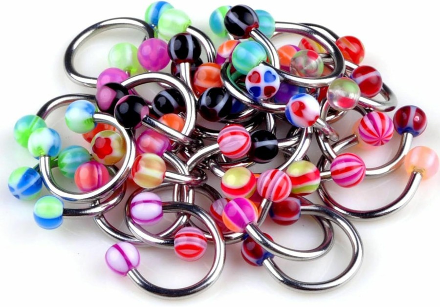 yantu Yantu 50 Pcs 18G Ball Circulars Horseshoes Eyebrow Lip Belly Rings Body Piercing Jewelry Uni | Body Piercing Rings