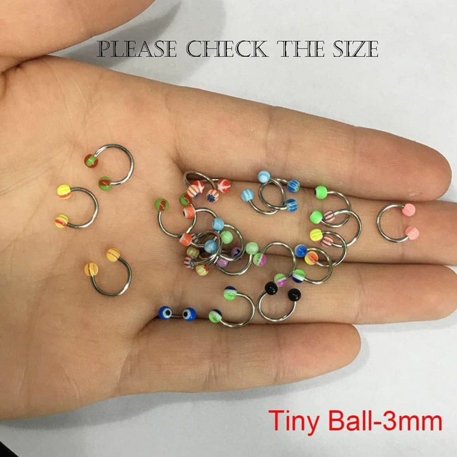 yantu Yantu 50 Pcs 18G Ball Circulars Horseshoes Eyebrow Lip Belly Rings Body Piercing Jewelry Uni | Body Piercing Rings