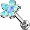 Generic Amelia Fashion 16 Gauge Opalite Flower With Opal Center Tragus/Cartilage Barbell Stud 316L Surgical Steel (Choose Color) | Body Piercing Rings