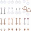 SCERRING Scerring 16G Lip Rings Stainless Steel Labret Monroe Lip Rings Nail Tragus Helix Earrings Studs Ring Medusa Piercing Jewelry 8Mm 32Pcs | Body Piercing Rings