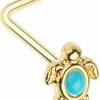 Body Accentz Body Accentz 20 Ga Turquoise Sea Turtle L-Shape Nose Ring 316L Surgical Stainless Steel | Body Piercing Rings