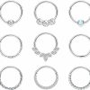 Jstyle Jstyle 16G 18G Surgical Steel Nose Rings Hoop For Women Men Cz Opal Septum Ring Cartilage Helix Daith Piercing Jewelry 8Mm 10Mm | Body Piercing Rings