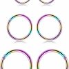 SCERRING Scerring 18G Stainless Steel Hinged Clicker Segment Septum Nose Lip Ring Hoop Cartilage Tragus Sleeper Earrings Body Piercing Jewelry 6Mm 8Mm 10Mm 6Pcs | Body Piercing Rings