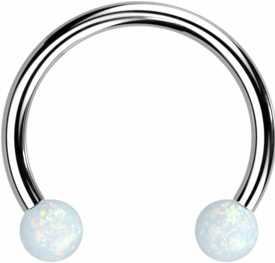 Amelia Fashion Amelia Fashion 16 Ga Implant Grade Titanium Threadless Horseshoe With Opal Ball Ends | Body Piercing Rings