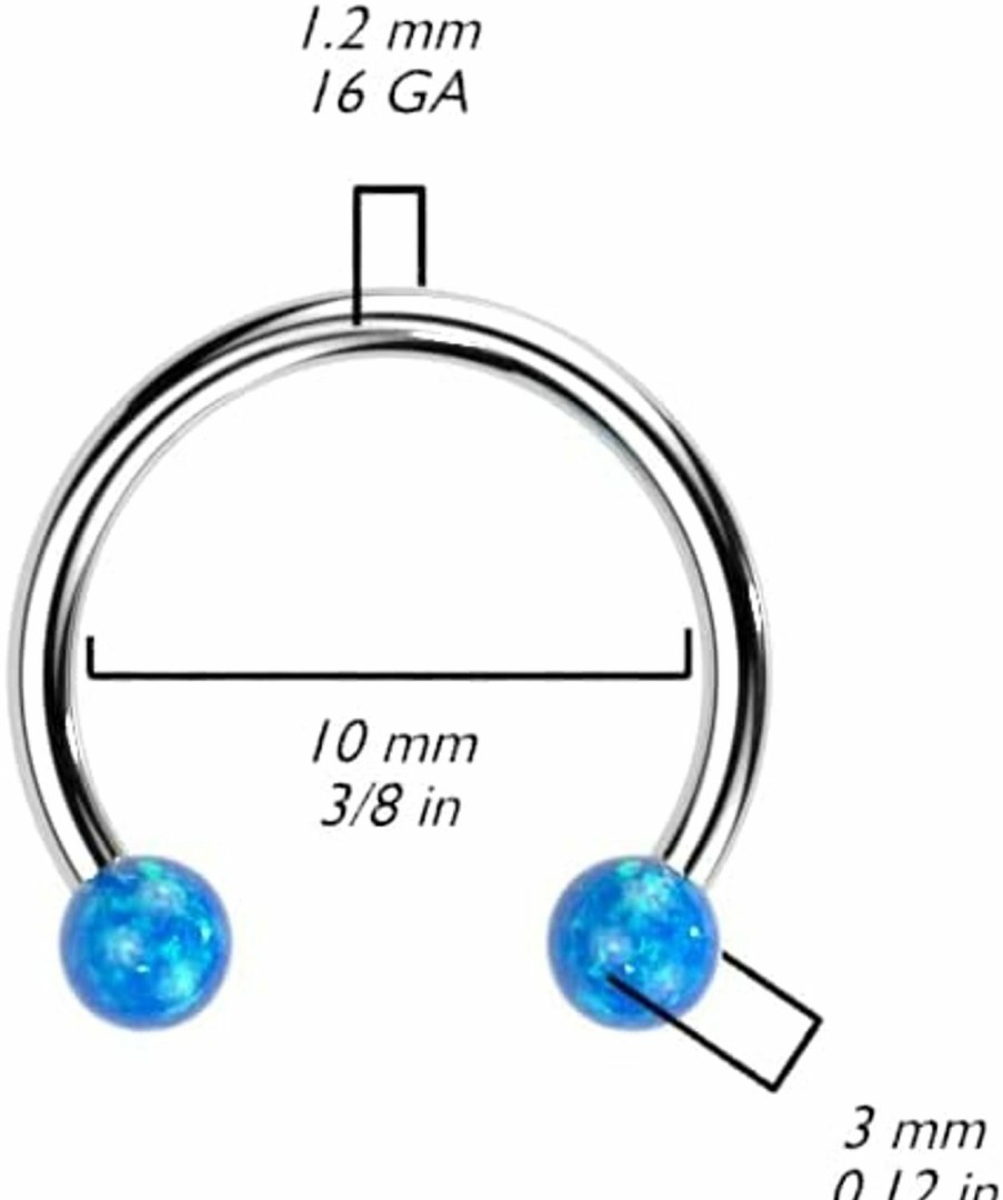 Amelia Fashion Amelia Fashion 16 Ga Implant Grade Titanium Threadless Horseshoe With Opal Ball Ends | Body Piercing Rings