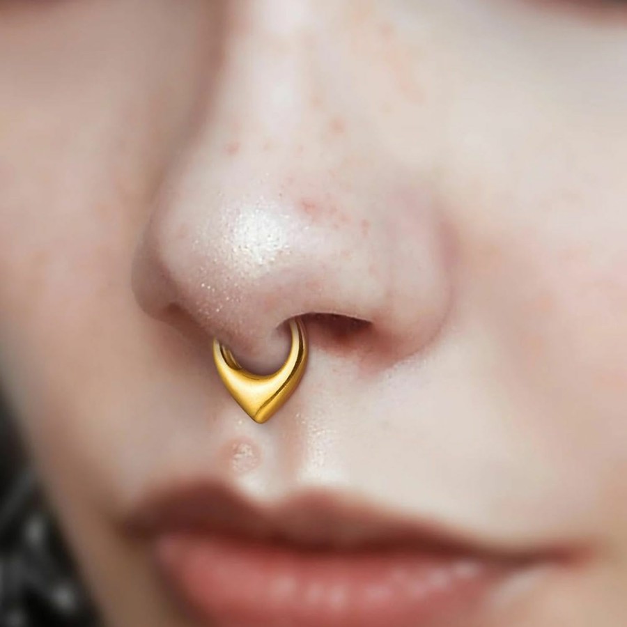 MOQIKAKA Moqikaka16G 8Mm Nose Rings Hoops, Surgical Steel Teardrop Septum Rings Hoops, Hinged Segment Nose Lips Helix Cartilage Clicker Hoop Earrings Piercing Rings For Rook Daith Tragus Piercing Rings For Women Men Girls | Body Piercing Rings