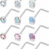 Uzgtvy Uzgtvy 18G 20G 22G Opal Nose Rings Studs Surgical Steel Nose Nostril Piercing Jewelry For Women Men Girl Opal 1.5Mm 2Mm 12Pcs | Body Piercing Rings