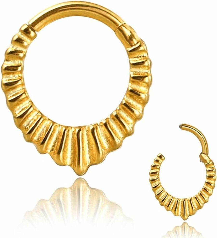 MOQIKAKA Moqikaka16G 6Mm 8Mm Tear Drop Nose Rings Hoops For Women - Stainless Steel Septum Rings Hoops For Men Hinged Segment Nose Helix Cartilage Clicker Hoop Earrings For Rook Daith Tragus Piercing Rings For Women Men Girls | Body Piercing Rings