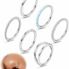 Besteel Besteel 18G Surgical Steel Nose Rings Hoop Small Opal Cz Clicker Hinged Septum Piercing Jewelry For Women Men Lip Helix Cartilage Conch Tragus Rook Daith Earrings Steel Gold-Tone 8Mm 10Mm | Body Piercing Rings