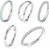 MOQIKAKA 5Pcs Moqokaka16G 20G Nose Septum Rings Hoops Sets, Stainless Steel Nose Rings Hoop For Helix Cartilage Daith Tragus Rook Flat Conch Lobess Septum Rings Hoop Earrings Piercing Rings For Women Men | Body Piercing Rings