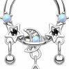 Melighting Melighting 16G Septum Ring Opal Septum Jewelry Stainless Steel 316L Dangle Star Daith Piercing Jewelry Clear Cz Cartilage Earring For Women | Body Piercing Rings