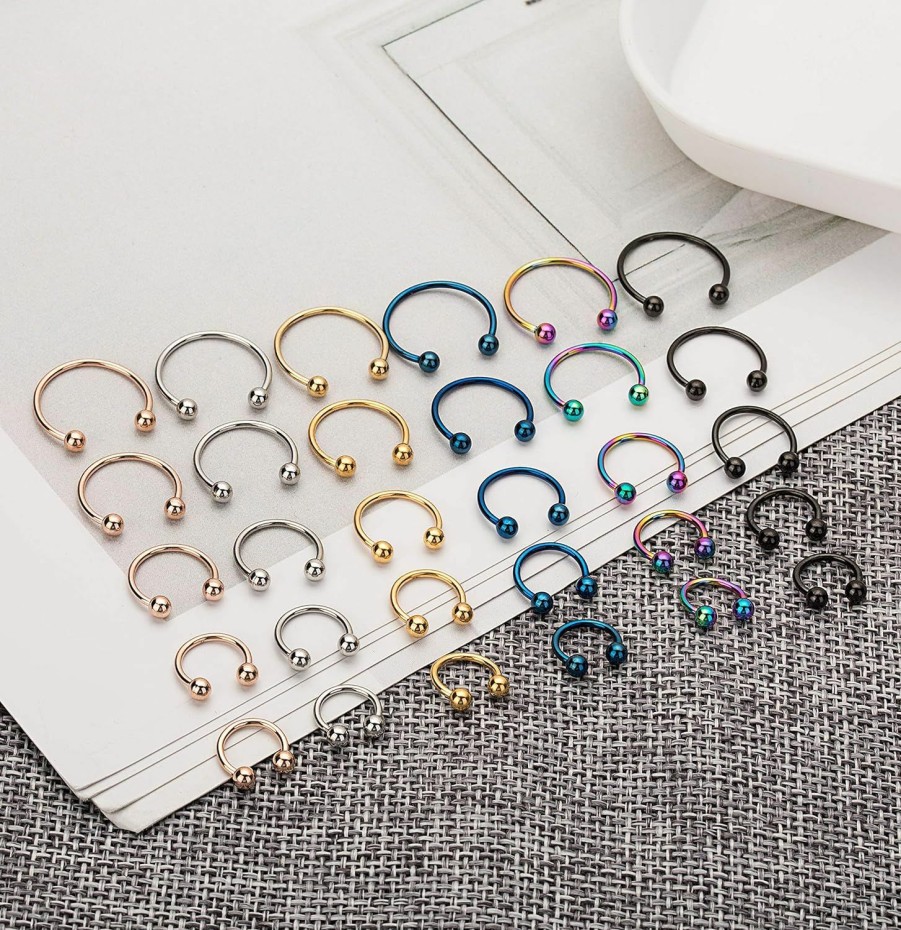 YOVORO Yovoro 18-30Pcs 16-18G Stainless Steel Septum Piercing Nose Rings Hoop Cartilage Tragus Body Piercing Jewelry | Body Piercing Rings