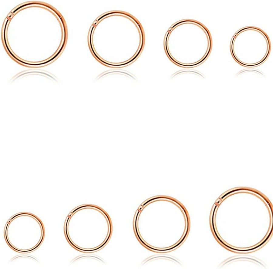 REVOLIA Revolia 8Pcs 16G Surgical Steel Nose Rings Hoop Septum Piercings Cartilage Earrings For Women Men Helix Couch Daith Lip Tragus Piercings Hinged Clicker 6-12Mm | Body Piercing Rings