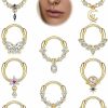 LOYALLOOK Loyallook 10Pcs 16G Septum Clicker Rings Hoop Hinged Segment Nose Rings Teardrop Blue Planet Septum Rings Dangle Clear Cz Cartilage Tragus Hoop Helix Daith Earrings Nose Piercing Jewelry | Body Piercing Rings