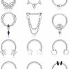 FIBO STEEL Fibo Steel 16G Septum Ring For Women Dangle Septum Jewelry Hinged Nose Rings Surgical Steel Star Heart Horseshoe Daith Tragus Helix Cartilage Hoop Earrings Septum Piercing Jewerly | Body Piercing Rings