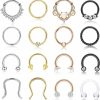 Drperfect Drperfect 16Pcs 16G Septum Ring Hoop Nose Ring Septum Hinged Clicker Ring Horseshoe 316L Stainless Steel Cz Opal Cartilage Earrings Hoop Helix Tragus Daith Earrings Septum Piercing Jewelry | Body Piercing Rings