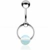 TOOLSSIDE Toolsside Vch Jewelry Vertical Hood - Opalite Stone Door Knocker Industrial Piercing Jewelry For All Piercings - Stainless Steel Piercing | Body Piercing Rings