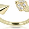 AVORA Avora 10K Yellow Gold Simulated Diamond Cz Spiked Lucky Horseshoe Eyebrow Body Jewelry -018 Gauge | Body Piercing Rings