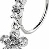 Pierced Owl Pierced Owl 20Ga 316L Stainless Steel Cz Crystal Lined Hoop With Dangling Daisy Flower Bendable Nose Ring | Body Piercing Rings