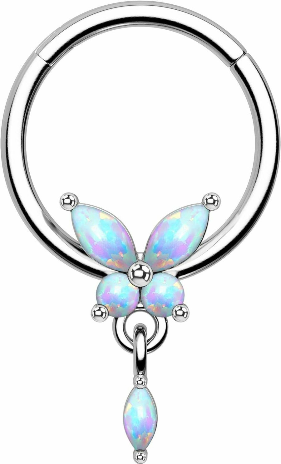 Melighting Melighting Butterfly Septum Ring 16G Septum Jewelry Stainless Steel 316L Opal Daith Piercing Jewelry Butterfly Conch Piercing Jewelry Dangle Septum Piercing For Women | Body Piercing Rings