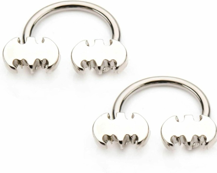 DC Comics Dc Comics Official Licensed Jewelry Uni Batman Cut Out Logo Horseshoe Body Piercing Jewelr -18 Guage (3/8\"). Available In One Size And Silver Color. | Body Piercing Rings