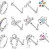 Drperfect Drperfect 12Pcs 20G Nose Rings Studs Stainless Steel Nose Rings Hoop For Women Men Paved Cz Butterfly Flower Nose Nostril Piercing Jewelry L Shaped Nose Ring Stud Set | Body Piercing Rings