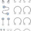 Vsnnsns Vsnnsns 16G Lip Rings Stainless Steel Horseshoe Labret Jewelry Monroe Lip Rings Cartilage Tragus Helix Earrings Studs Septum Ring Medusa Piercing Jewelry For Women Men 16 Gauge Earrings 16Pcs | Body Piercing Rings