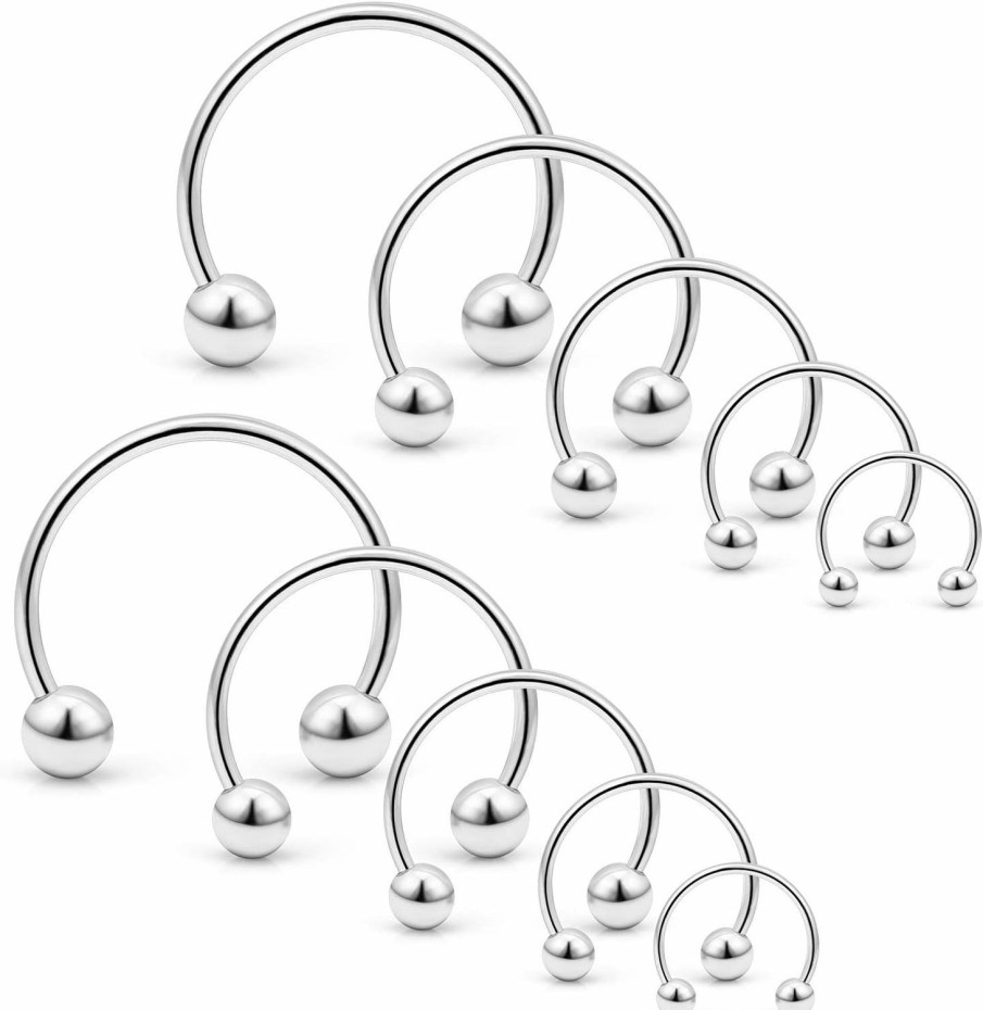 SCERRING Scerring 10Pcs 20G Stainless Steel Horseshoe Septum Ring Nose Rings Hoop Helix Daith Cartilage Tragus Earrings Eyebrow Body Piercing Jewelry 6-14Mm | Body Piercing Rings