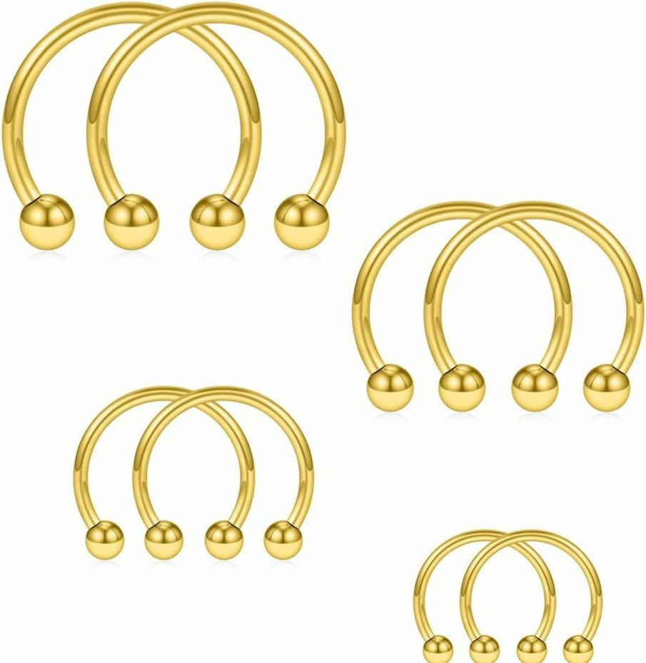 SCERRING Scerring 8Pcs 16G Stainless Steel Nose Septum Horseshoe Earring Eyebrow Septum Lip Helix Tragus Piercing Ring 6-12Mm | Body Piercing Rings