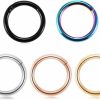 PEAKLINK Peaklink 316L Hinged Segment Seamless Clicker Ring Nose Ring Hoop Septum Helix Conch Piercing Jewelry 5Pcs Daith Lip Lobe Hoop Earrings | Body Piercing Rings