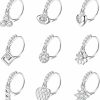 JOERICA Joerica 9 Pcs 20G Dangle Nose Rings Hoops For Women Stainless Steel Butterfly Heart Evil Eye Flower Cz Dangling Nose Ring Hoop Indian Nose Piercing Jewelry | Body Piercing Rings