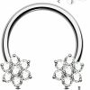 Jewseen Jewseen Titanium Septum Rings 16G Internally Threaded Septum Jewelry Flower Daith Piercing Jewelry Flat Back Earrings Cartilage Stud For Women Men | Body Piercing Rings