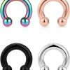 Ftovosyo Ftovosyo Pa Ring Internally Threaded Circular Horseshoe Barbells Large Septum Ring Ear Gauges Earrings 2G 4G 6G 8G 12Mm/16Mm 316L Surgical Steel Body Piercing Jewelry For Women Men 4 Pieces | Body Piercing Rings