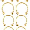 Yolev Yolev 14Pcs 6/7/8/9/10/12/14Mm Surgical Steel Horseshoe Septum Nose Ring Hoop Set Piercing Jewellery,Horseshoe Rings Earring Eyebrow Earring Hoop Lip Horseshoe Piercing For Women Men | Body Piercing Rings