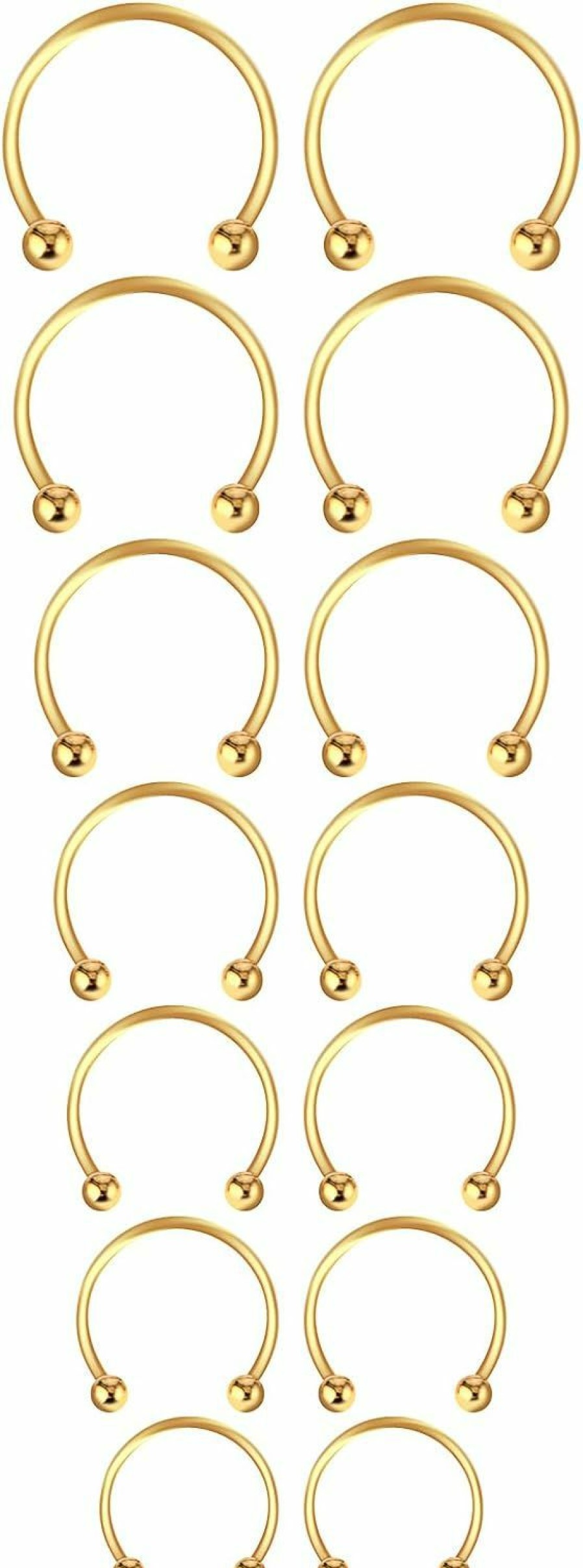 Yolev Yolev 14Pcs 6/7/8/9/10/12/14Mm Surgical Steel Horseshoe Septum Nose Ring Hoop Set Piercing Jewellery,Horseshoe Rings Earring Eyebrow Earring Hoop Lip Horseshoe Piercing For Women Men | Body Piercing Rings