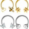 Jewseen Jewseen 4Pcs Septum Rings 16G Spetum Jewelry Gold Cartilage Hoop Nose Rings Hoop Daith Piercing Jewelry Helix Tragus Earrings For Women | Body Piercing Rings