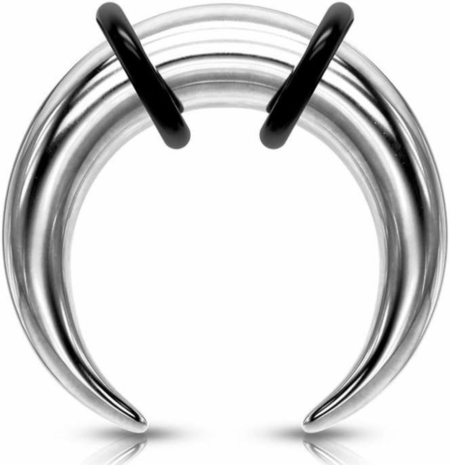 Pierced Owl 6-00Ga Stainless Steel Large Gauge Basic Septum Pincher Rings With 2 Black O-Rings | Body Piercing Rings