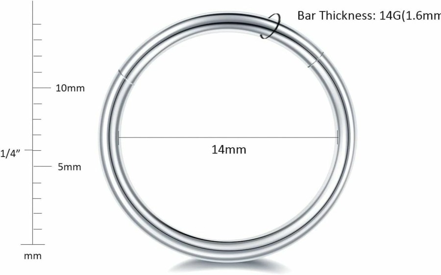 Aumeo Aumeo 14G 16G 18G 20G Nose Ring Hoop Stainless Steel Hinged Segment Ring Hoop Nose Clicker Ring Tragus Helix Cartilage Daith Rook Earring Piercing Jewelry For Women Men | Body Piercing Rings