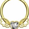 Melighting Melighting Septum Rings 16G Heart Septum Jewelry Stainless Steel 316L Wings Daith Piercing Jewelry For Women Helix Earrings Tragus Piercing Jewelry For Men | Body Piercing Rings