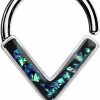 Amelia Fashion Amelia Fashion 16 Gauge Opal Glitter Chevron Front Facing All 316L Surgical Steel Bendable Hoop Ring For Daith, Cartilage, Nose Septum And More (Choose Color) | Body Piercing Rings