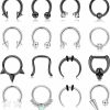 FIBO STEEL Fibo Steel 16Pcs 16G Septum Rings For Women Men Surgical Steel Horseshoes Nose Rings Cz Opal Cartilage Helix Daith Tragus Lip Rings Hinged Seamless Septum Piercing Jewelry | Body Piercing Rings