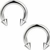 Ftovosyo Ftovosyo G23 Titanium Pa Ring Internally Threaded Spike Circular Barbells Horseshoe Large Septum Ring Ear Gauges Earrings 2G 4G 6G 8G 12G 14G 16G Pierced Body Jewelry For Women Men | Body Piercing Rings