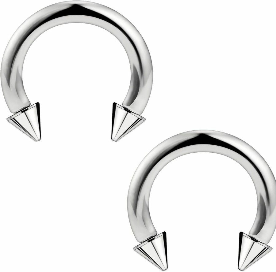 Ftovosyo Ftovosyo G23 Titanium Pa Ring Internally Threaded Spike Circular Barbells Horseshoe Large Septum Ring Ear Gauges Earrings 2G 4G 6G 8G 12G 14G 16G Pierced Body Jewelry For Women Men | Body Piercing Rings