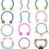 Yaalozei Yaalozei 16G Septum Rings Piercing Jewelry 316L Surgical Steel Horseshoes Septum Nose Ring Hoop Moon Flower Skull Dragon'S Dlaw Opal Septum Piercings Rings For Men Women | Body Piercing Rings