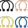 Heuvipens 8Pc Horseshoe Bar Lip Nose Helix Ear Ring Eyebrow Ball Cone Piercing Jewelry | Body Piercing Rings