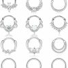 Besteel Besteel 12Pcs Septum Rings 16G Daith Earrings Nose Rings Hoop Stainless Steel Cz Opal Cartilage Helix Tragus Earrings Septum Clicker Piercing Jewelry Silver Black Rose Gold | Body Piercing Rings