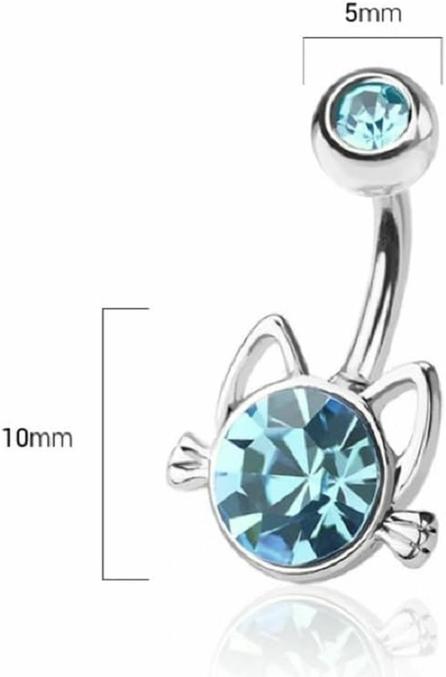 Pierced Owl Pierced Owl 14Ga 316L Stainless Steel Cz Crystal Cat Belly Button Ring | Body Piercing Rings